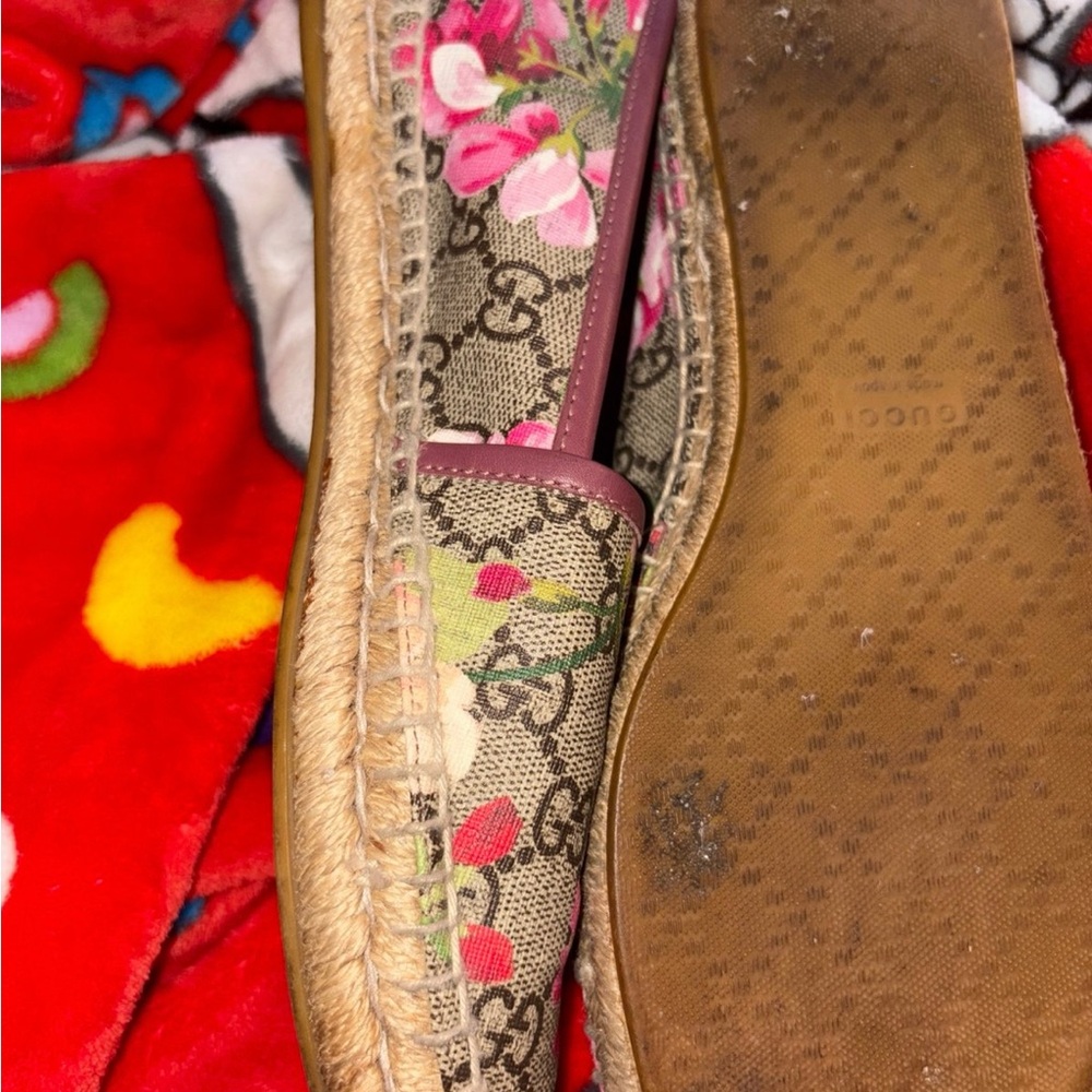 Gucci designer floral espadrille flats women’s shoes Size EU 38 RARE QUICK SHIP - Picture 10 of 12